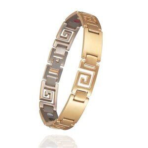 Magnetic Bracelet for Women Men, 9.44'' Unique Design Gold Titanium Steel
